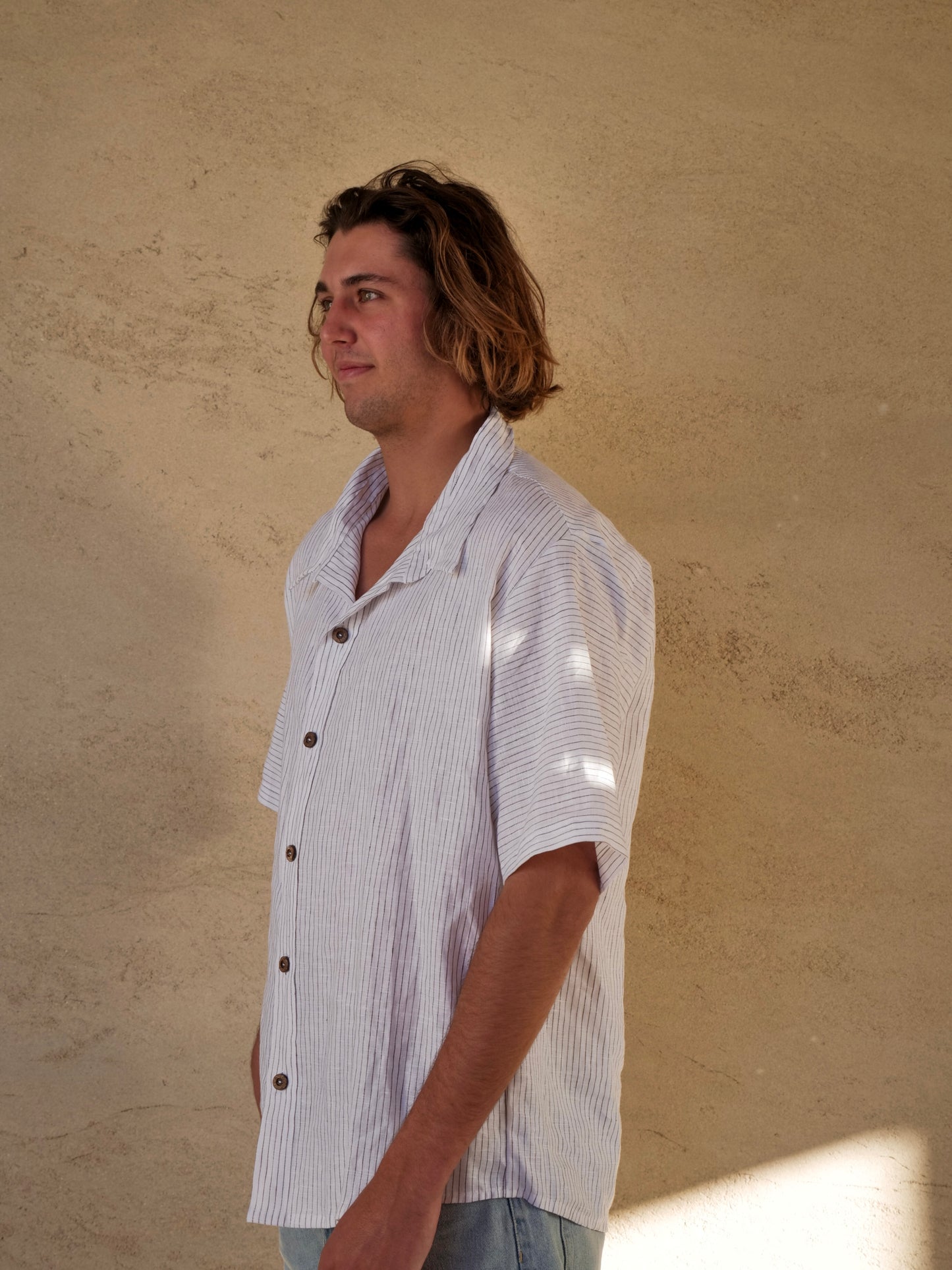 Daniel Button Up in White Stripe