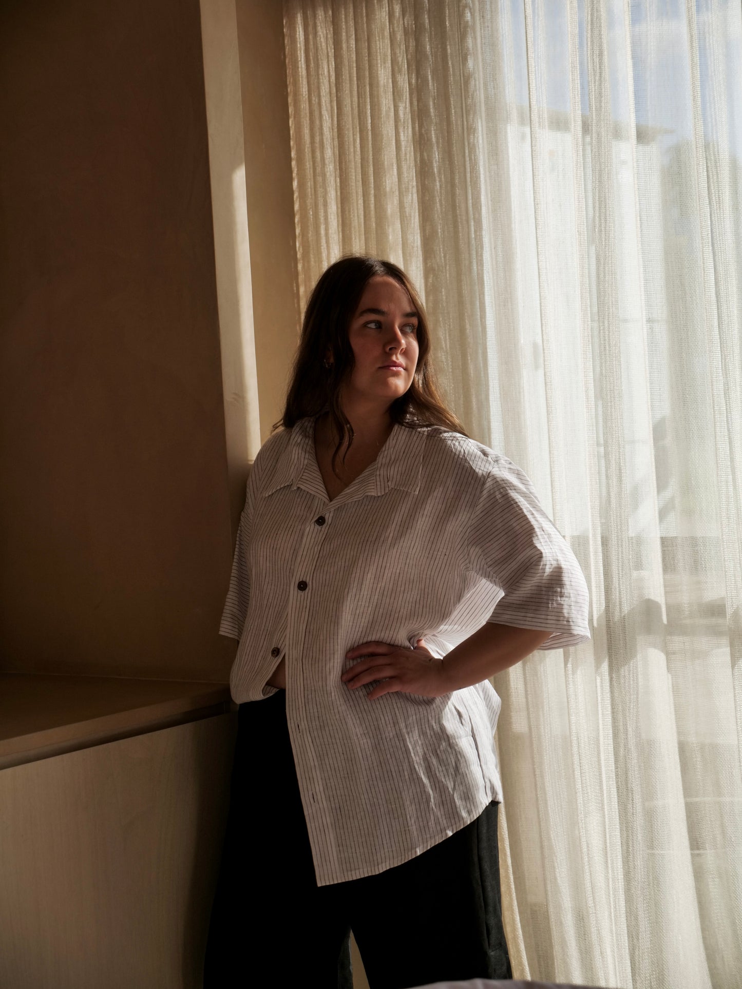 Daniel Button Up in White Stripe