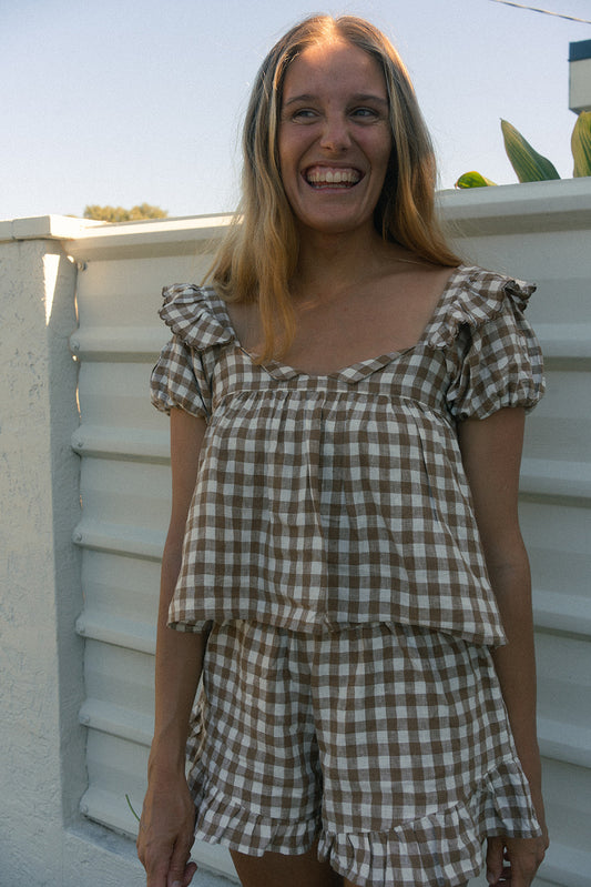 Milk Blouse in Hazel Gingham