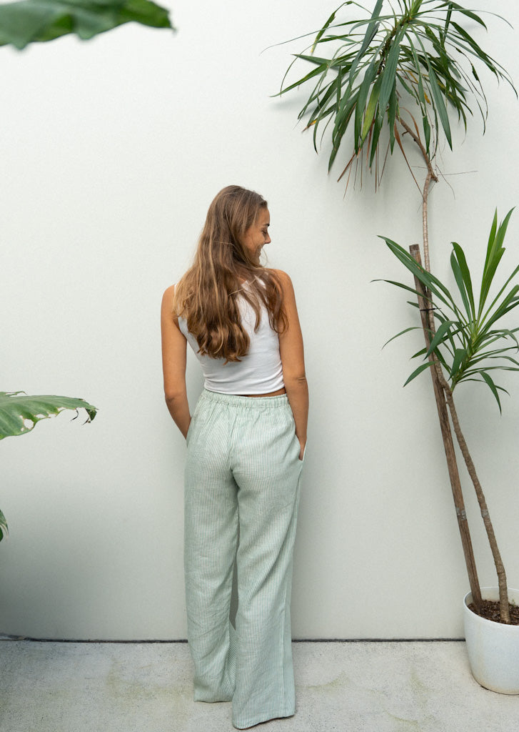Noa pants in matcha stripe